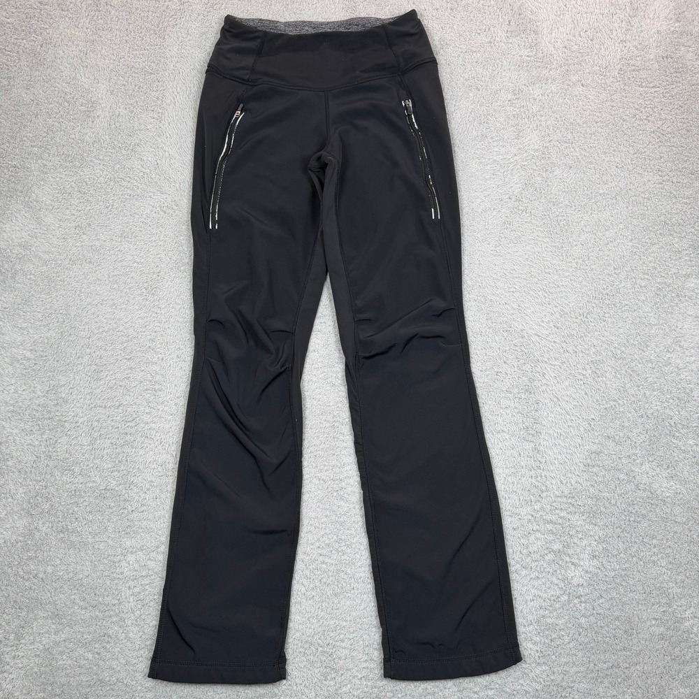 Lululemon Black Straight Leg Athletic Running Pants Size 4 Zipper Reflective